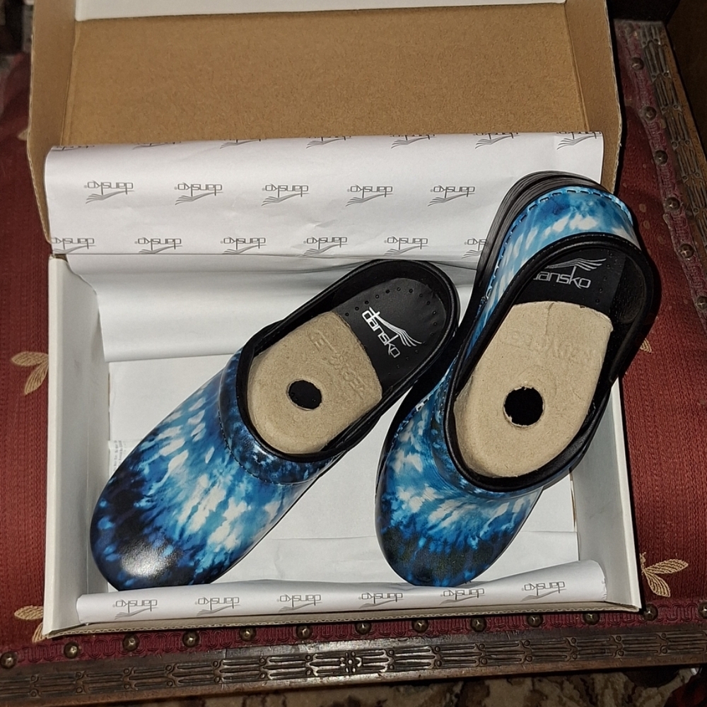 Dansko Blue Tie-Dye Slip-On Shoes